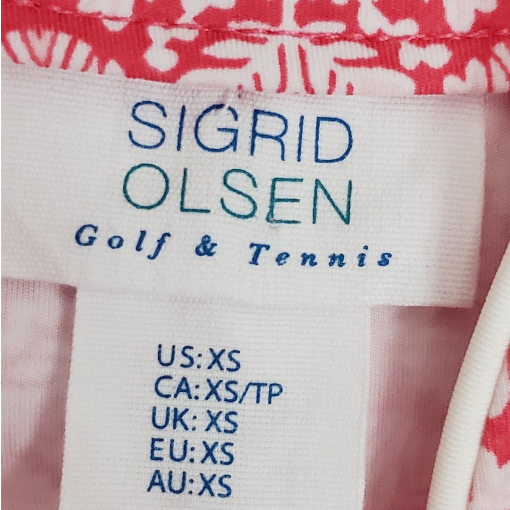 Sigrid Olsen Golf & Tennis Jacket Pink White Floral Geometric Full Zip XS - Picture 6 of 11